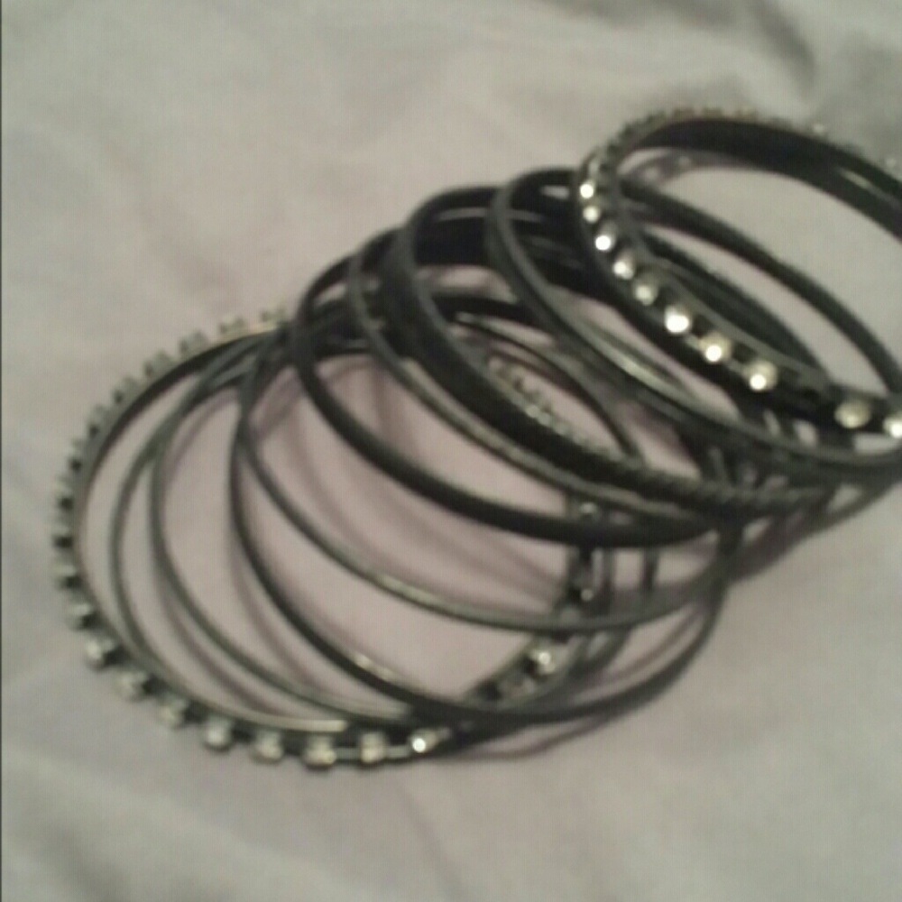 Black metal bracelets